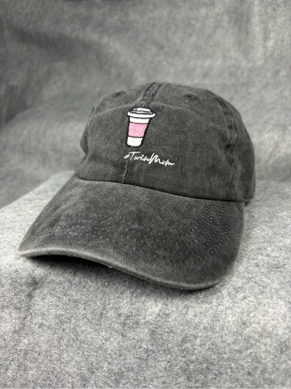 Dad Brand Twin Mum Coffee Cup Embroidered Black Adjustable Hat